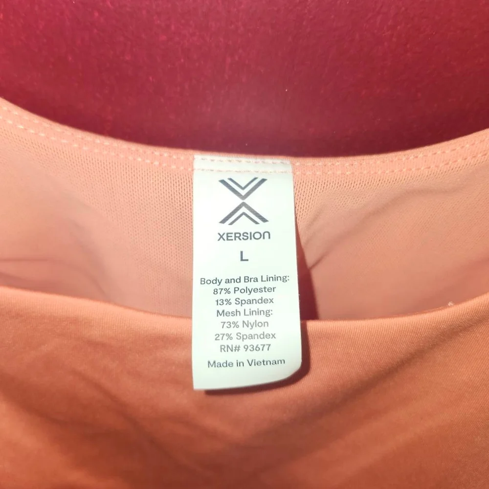 Xersion EverUltra-Lite Round Neck Long Line Bra Large NWT Miami Peach